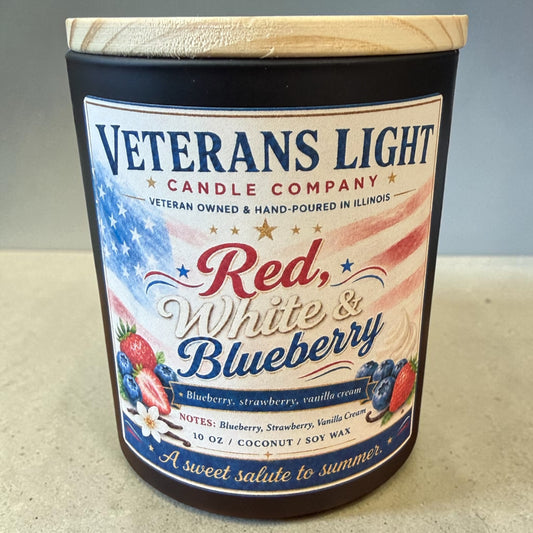Red, White & Blueberry Coconut Soy Candle | Blueberry, Strawberry & Vanilla Cream
